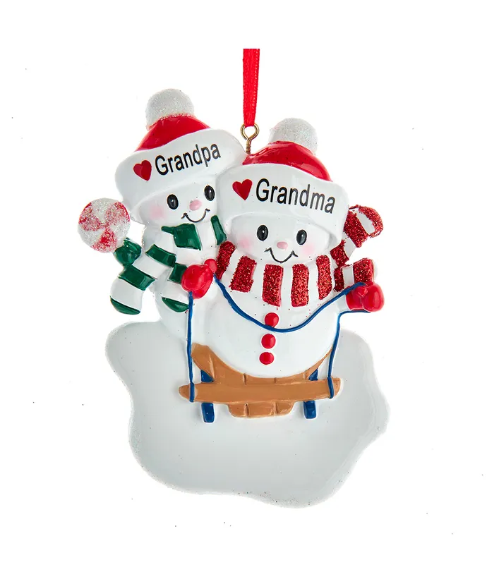 Kurt S. Adler - Grandma and Grandpa Snow Couple Ornament for Personalization